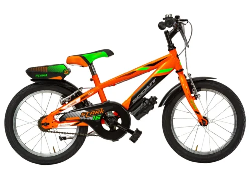 Scout MTB Stark bici da bambino 16 pollici arancione con parafanghi e borraccia