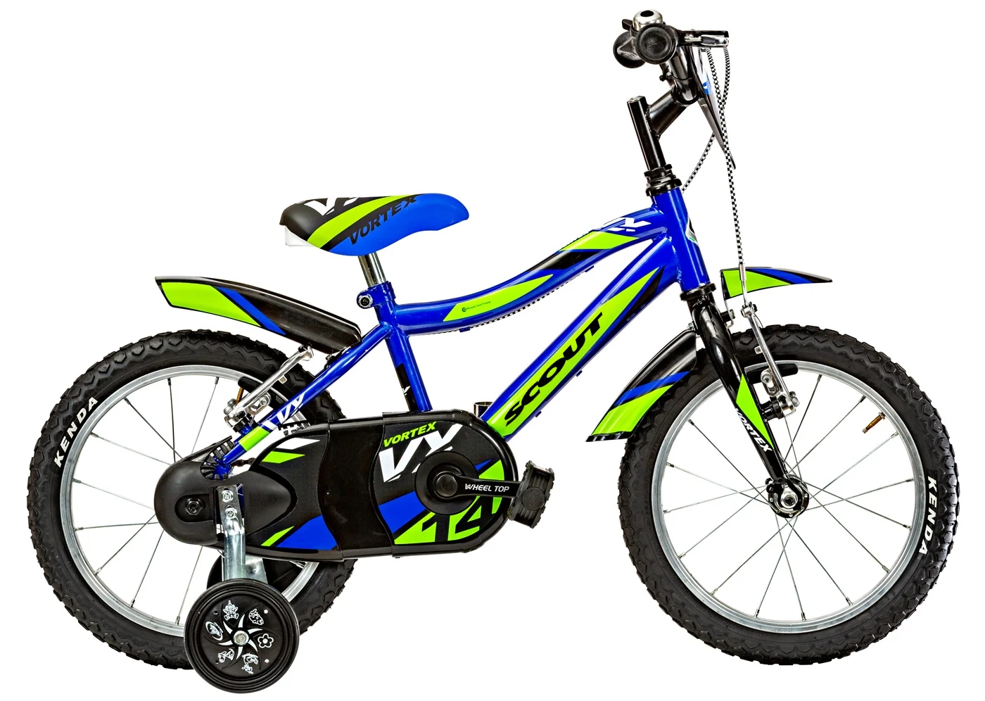 Scout MTB Vortex bici da bambino 14 pollici con stabilizzatori e parafanghi